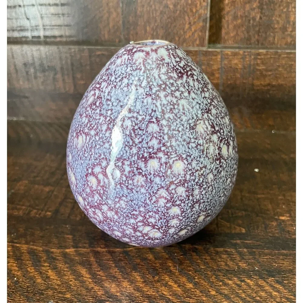 Anthropologie Purple Speckled Ceramic Bud Vase | Modern Stoneware Decorative